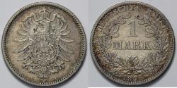 World Coins - 1876 A Germany 1 Mark - Empire - Wilhelm I - AU Silver