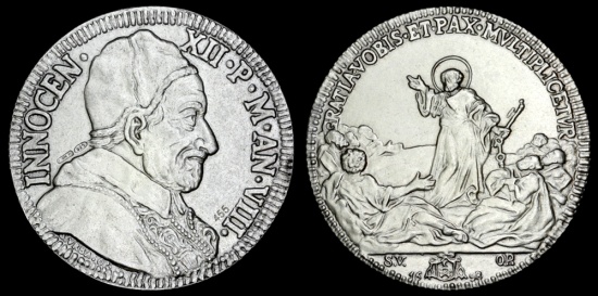 World Coins - 1698  Italy - Pope Inocent XII - Limited edition silver re-strike issued by the Vatican Museum and struck by Picchiani and Barlacchi, Firenze, Italy
