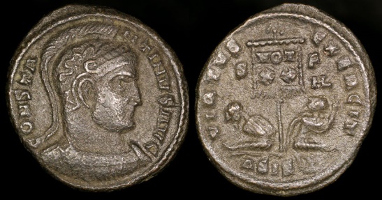 Ancient Coins - Constantine I Ae3 - VIRTVS EXERCIT - Siscia Mint (Rare mint officina combination)