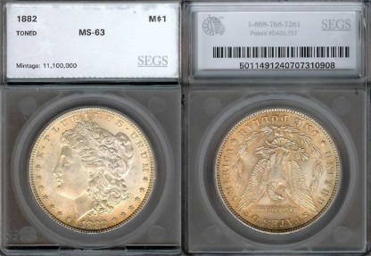 US Coins - 1882 Morgan Dollar SEGS MS63