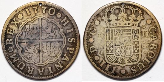 1770 CF Spain 2 Real - Carolus III - Sevilla Mint - Silver