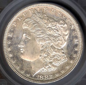 US Coins - 1882s Morgan Dollar SEGS MS63-PL