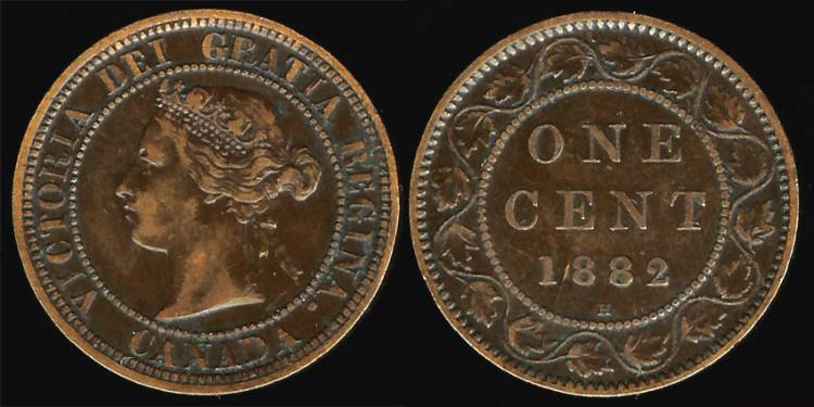 SOLD Canada 1882-H Obv 1 Large Cent Coin