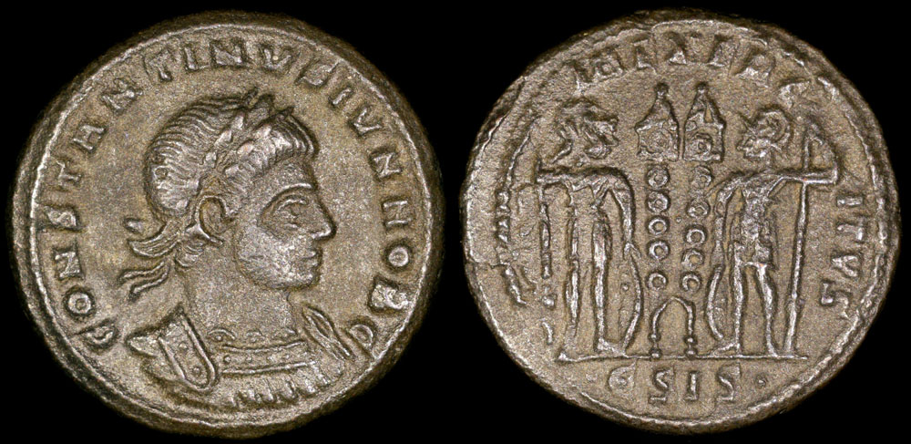 Constantine II Ae3 GLORIA EXERCITVS Siscia Mint Roman