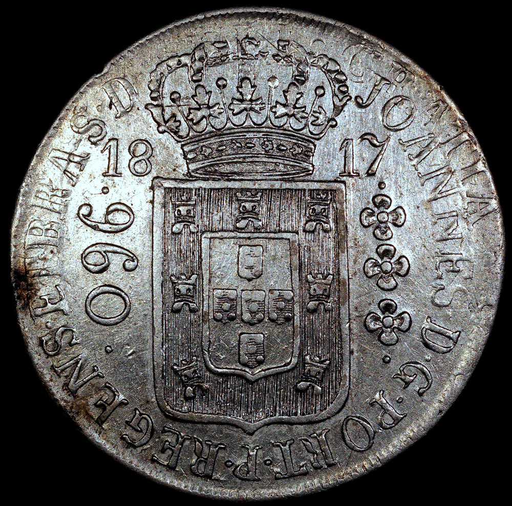 1817 R Brazil 960 Reis - Rio Mint - AU | South American Coins