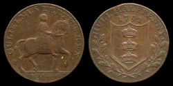 World Coins - 1791 Great Britain -  YORKSHIRE - Hull  "William III" Halfpenny Condor Token - XF