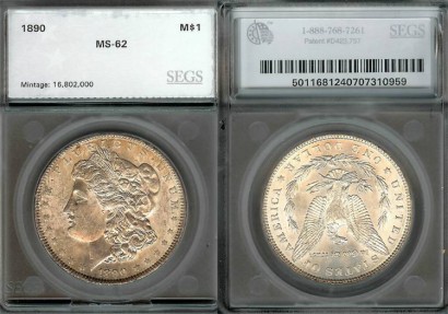US Coins - 1890 Morgan Dollar SEGS MS62