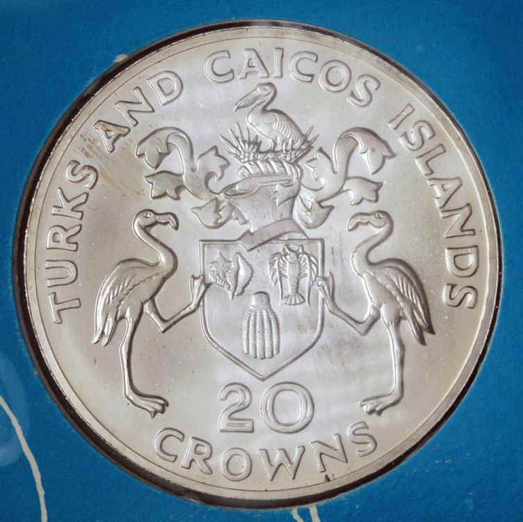 1974 Turks & Caicos Islands 20 Crowns - Sir Winston Churchill Birth