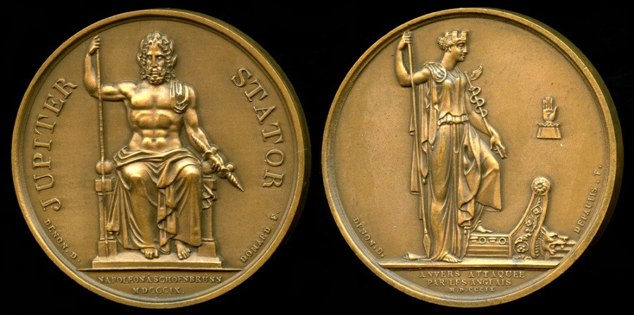 World Coins - 1809  France -  Napoleon - Attack of Anvers and Napoleon Bonaparte at Schoenbruun by Joseph François Domard and Alexis Joseph Depaulis
