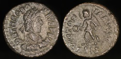 Ancient Coins - Theodosius I Ae4 - VICTORIA AVGGG - Siscia Mint