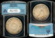 World Coins - 1889 Paraguay 1 Peso ANACS AU53 - Silver