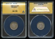 World Coins - 1893 So Uruguay 10 Centesimos ANACS AU55