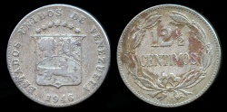 World Coins - 1946 Venezuela 12-1/2 Centimos VF