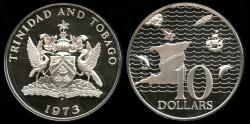 World Coins - 1973 Trinidad & Tobago 10 Dollars Proof