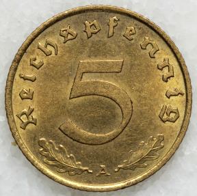 1938 A Germany 5 Reichspfennig - Berlin Mint - UNC | European Coins