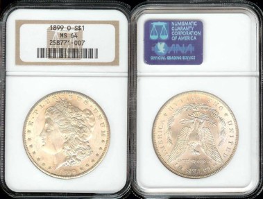 US Coins - 1899o Morgan Dollar NGC MS64