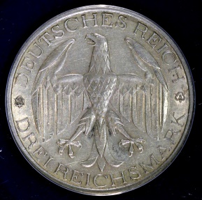 1929 A Weimar Republic (Germany) 3 Reichsmark Waldeck-Prussia Union ...