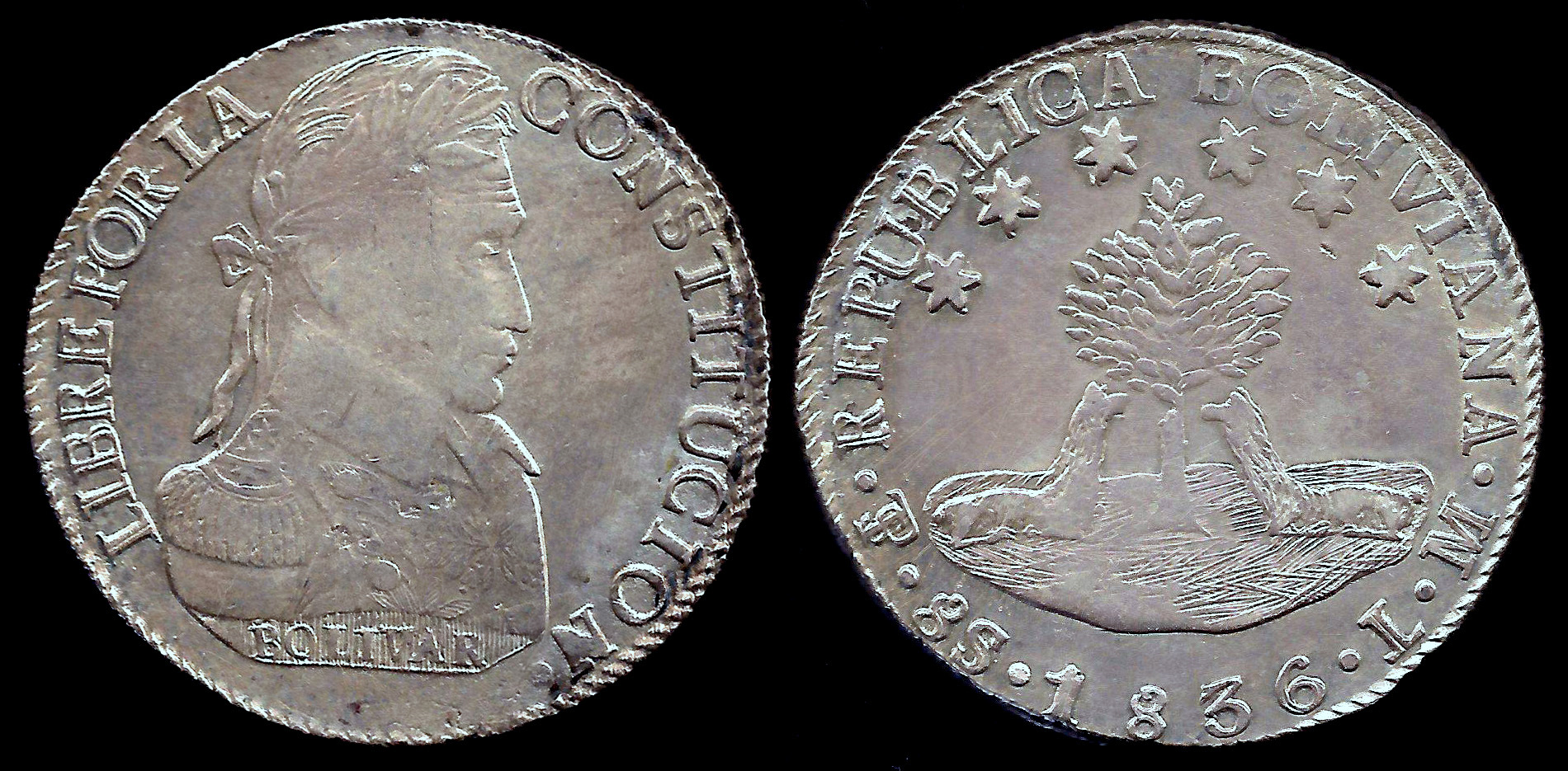 1835年 ボリビア銀貨 REPUBLICA BOLIVIANA 1835年 ボリビア銀貨
