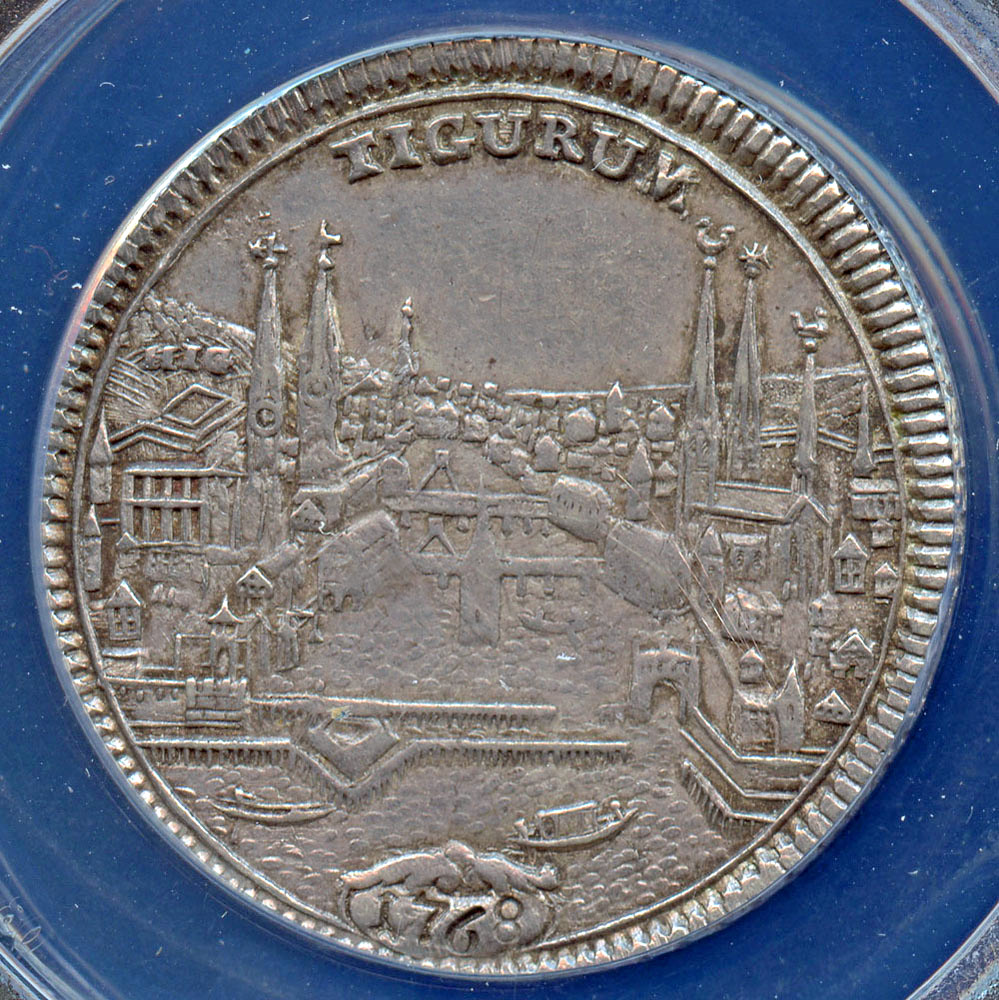 1768 Zurich 1/2 Thaler - City View - ANACS XF45 | European Coins