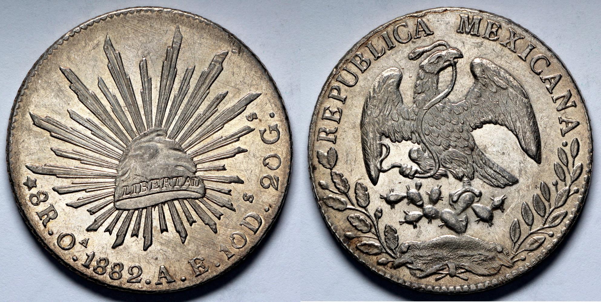 1882 OaAR Mexico 8 Reales - Oaxaca Mint - UNC Silver | North