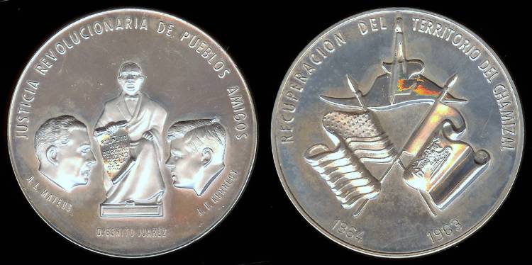 1963 John F. Kennedy and A. L. Mateos Mexican Medal Silver