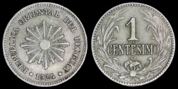World Coins - 1924 (p) Uruguay 1 Centesimo AU