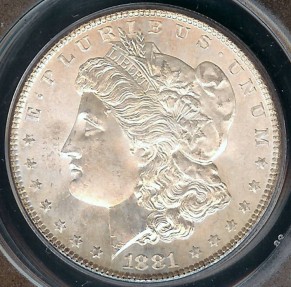 US Coins - 1881s Morgan Dollar ANACS MS63