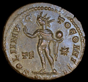 Ancient Coins - Constantine I Ae Follis - SOLI INVICTO COMITI - Lyons Mint 