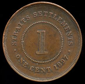 World Coins - 1897 Straits Settlements 1 Cent XF