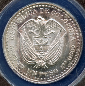 1956 Colombia 1 Peso 200th Anniversary of the Popayan Mint Silver ...