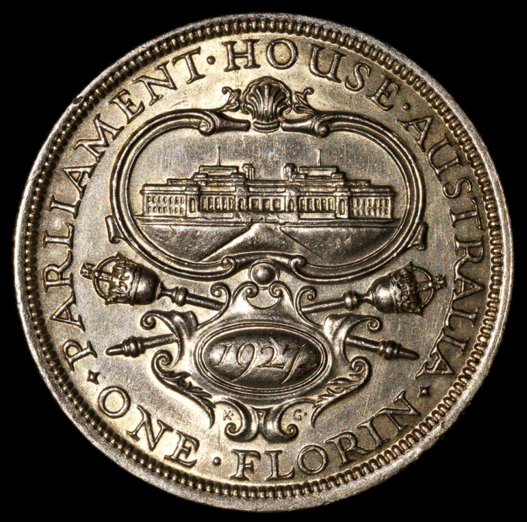 1927 m Australia 1 Florin Opening Of Parliament House Canberra AU 1927-m-australia-1-florin-opening-of-parliament-house-canberra-au