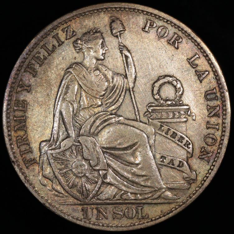 1896 T.F. Peru 1 Sol AU | South American Coins