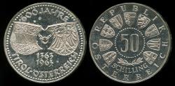 World Coins - 1963 Austria 50 Schilling "600th Anniversary - Union with Tirol" Commemorative (Tiny mintage of only 10,400 pieces) - BU Silver