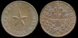 World Coins - 1853 Chile 1 Centavo XF
