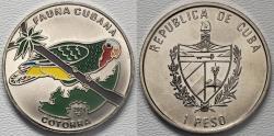 World Coins - 2001 Cuba 1 Peso - Multicolored Parrot - BU (Small Mintage)