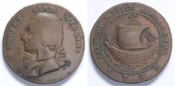 World Coins - 1792 Great Britain - HAMPSHIRE - Isle of Wight - ROBERT BIRD WILKINS - Half Penny Token - XF