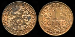 World Coins - 1942 P Curacao 1 Cent - Kingdom of Netherlands - UNC