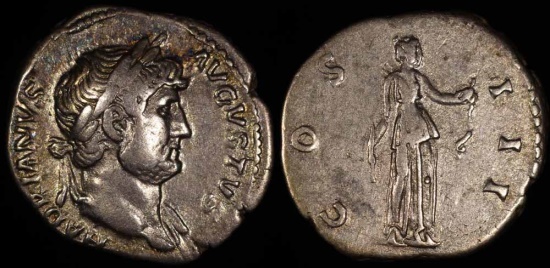 Ancient Coins - Hadrian Denarius - COS III - Rome Mint