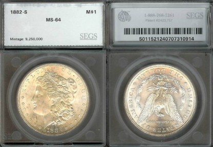 US Coins - 1882s Morgan Dollar SEGS MS64