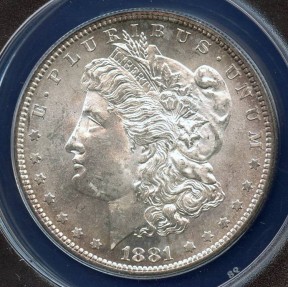 US Coins - 1881s Morgan Dollar ANACS MS63