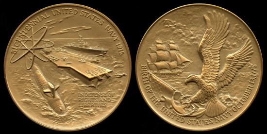 1975 United States - U.S. Navy 1775 Bicentennial Medal designed by