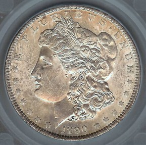 US Coins - 1890 Morgan Dollar SEGS MS62