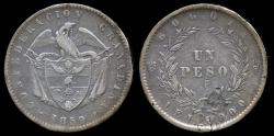World Coins - 1859 Colombia 1 Peso VF