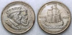Us Coins - 1924 Huguenot-Wallon Tercentenary Commemorative Silver Half Dollar (Only 142,080 pieces were struck) - BU