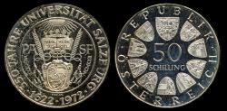World Coins - 1972 Austria 50 Schilling - 350th Anniversary - Salzburg University - Proof Silver