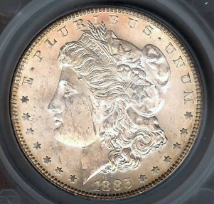 US Coins - 1885s Morgan Dollar SEGS MS62