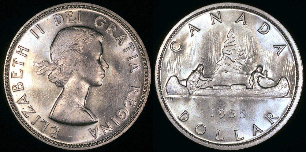 1955 Canada 1 Dollar - Elizabeth II - Voyageur - UNC | North