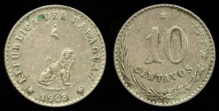 World Coins - 1903 Paraguay 10 Centavos XF
