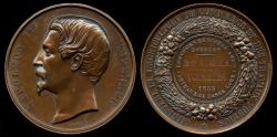 World Coins - 1855 France – Ministry of Agriculture Regional Competition Prize Medal for “Good Poultry” by Armand-Auguste Caqué 