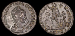 Ancient Coins - Valentinian II Ae3 - GLORIA ROMANORVM - Antioch Mint